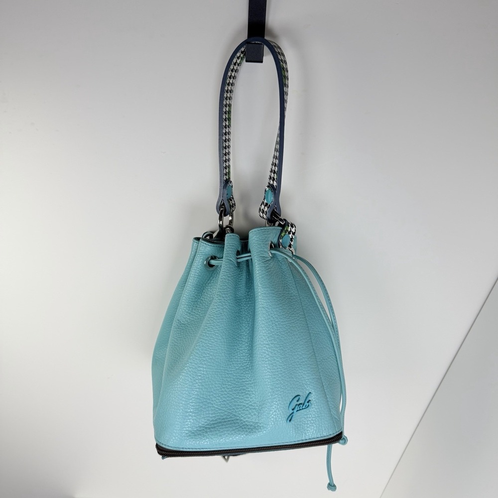 Gabs Italy Genuine Leather Convertible Bucket Bag Blue Shoulder Crossbody